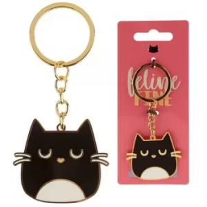 Feline Fine Cat Design Enamel Keyring