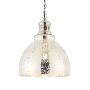 Darna LED 1 Light Pendant Bright Nickel, Mercury Glass, E27