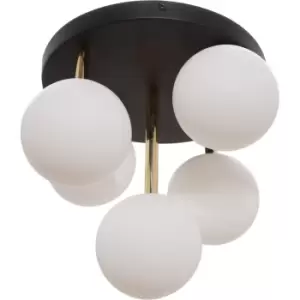 Ali Cluster Globe Ceiling Light, Black, Gold, 5x G9