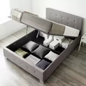 End Lift Ottoman Storage Bed Single Grey Linen