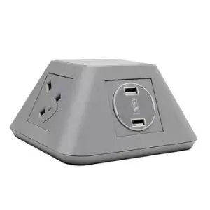 Inca on-surface power module 2 x UK sockets and 2 x twin USB fast charge - grey