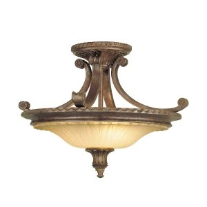 2 Light Semi Flush Ceiling Light British Bronze, E27