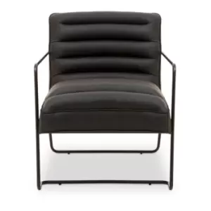 Interiors by PH Industrial Faux Leather Pleat Stitch Armchair Black