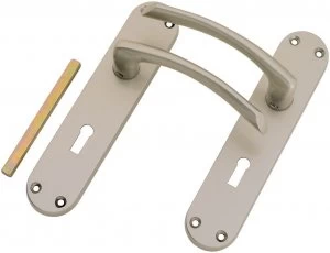 Wickes Dante Locking Door Handle - Satin Nickel 1 Pair