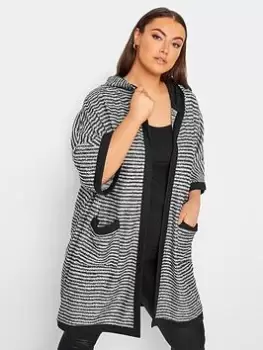 Yours Contrast Trim Hooded Cardigan - Black, Size 22-24, Women