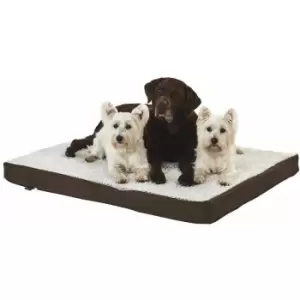 Bunty Ultra Soft Fur Washable Dog Pet Mattress Basket Bed Cushion Fleece Pillow - Brown - Large