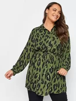 Yours Utility Tunic Khaki Animal, Green, Size 18, Women