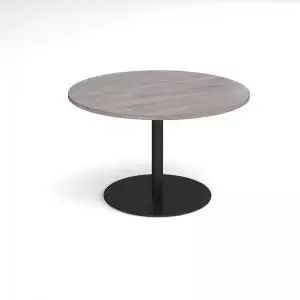 Eternal circular boardroom table 1200mm - Black base and grey oak top