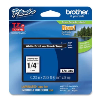 Brother TZe 315 Laminated adhesive tape- White on Black