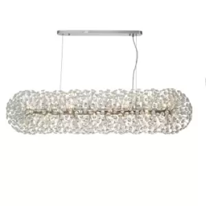 Luminosa Salisbury Oblong Linear Ceiling Pendant 14 Light G9 Polished Chrome, Crystal (44 extra sets of crystal)