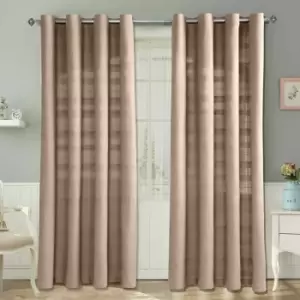 Homecapes Cotton Rajput Ribbed Beige Curtain Pair, 66 x 72' Drop - Natural