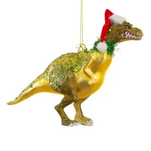 Sass & Belle Glitter Santasaurus Shaped Bauble