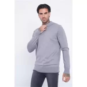 I Saw It First Grey Knitted Half Zip Long Sleeve Top - Grey