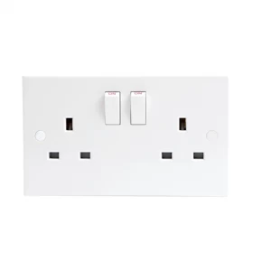 KnightsBridge 13A White Slimline 2G Twin 230V UK 3 Switched Electric Wall Socket