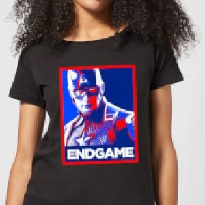 Avengers Endgame Captain America Poster Womens T-Shirt - Black - XL