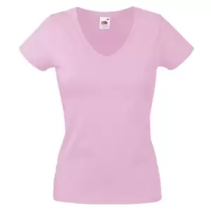 Fruit Of The Loom Ladies Lady-Fit Valueweight V-Neck Short Sleeve T-Shirt (XS) (Light Pink)