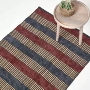 Multicolour Striped Jute Rug, 150 x 240cm - Multi Colour - Homescapes