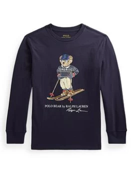 Ralph Lauren Boys Bear Long Sleeve T Shirt - Navy, Size 10-12 Years=M