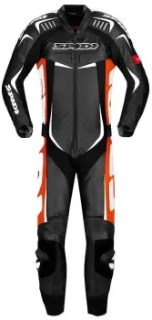 Spidi Track Wind Pro One Piece Motorcycle Leather Suit, black-white-red, Size 48, black-white-red, Size 48