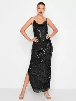 Long Tall Sally Black Sequin Slip Dress, Black, Size 16, Women