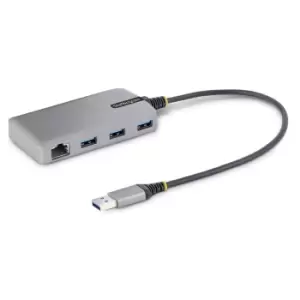 StarTech.com 3-Port USB Hub with Ethernet - 3x USB-A Ports -...