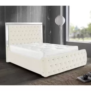 Elegance Mirrored Bed Single Plush Velvet Cream