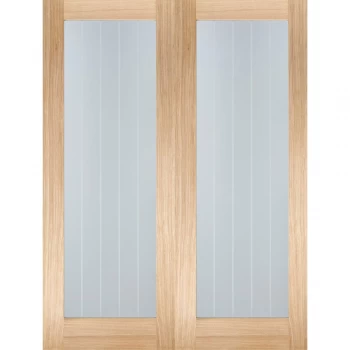 LPD Mexicano Unfinished Oak Glazed Internal Door Pair - 1981mm x 1524mm (78 inch x 60 inch)