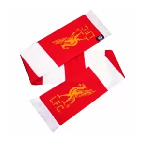 Liverpool FC Official Knitted Crest Design Bar Scarf (One Size) (Red/White)