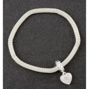 Diamante Sparkle Silver Plated Heart Bracelet