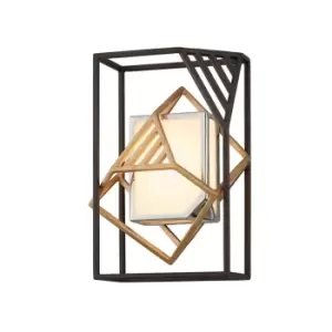 Cubist 1 Light Wall Sconce Bronze Gold Leaf And Stainless, Acrylic, 2700K