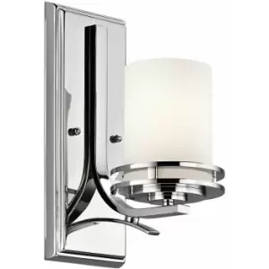 Loops - IP44 Wall Light Satin Edged Cased Opal Glass Curved Polished Chrome LED G9 3.5W