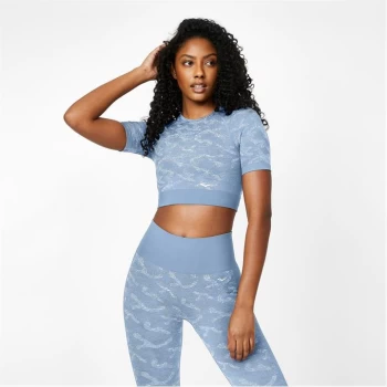 Everlast Seamless Camo Crop Top - Dusk Blue