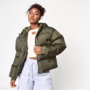 Missguided Hooded Puffer Coat - Green