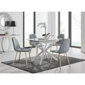 Furniture Box LIRA 100 Extending Dining Table and 4 Grey Corona Gold Leg Chairs