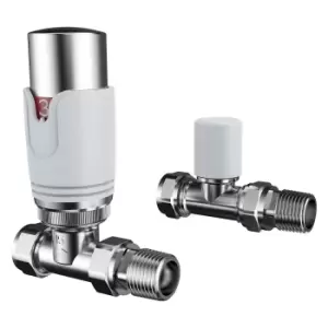 VURTU11 Straight Thermostatic Radiator Valve & Lockshield in Chrome - Single