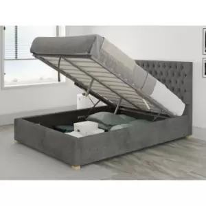 Monroe Ottoman Upholstered Bed, Kimiyo Linen, Granite - Ottoman Bed Size King (150x200)