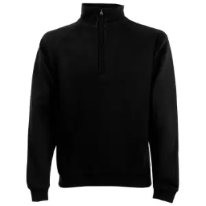 Fruit Of The Loom Mens Zip Neck Sweatshirt (2XL) (Black)