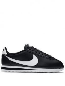 Nike Classic Cortez Leather - Black/White, Size 4, Women