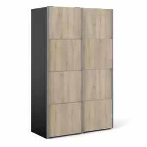 Verona Sliding Wardrobe 120Cm In Black Matt With Oak Effect Doors With 5 Shelves