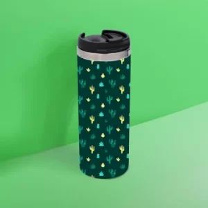 Dark Cactus Pattern Thermo Travel Mug