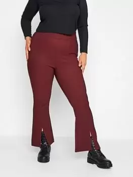 Yours Rib Front Split Flare Legging - Plum, Purple, Size 14, Women