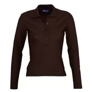 SOLS Womens/Ladies Podium Long Sleeve Pique Cotton Polo Shirt (XL) (Chocolate)