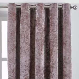 Paoletti Verona Crushed Velvet Eyelet Curtains (46in x 54in) (Blush)