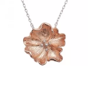 Ladies Olivia Burton Two-Tone Steel and Rose Plate Flower Necklace