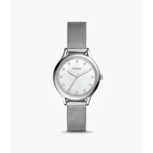 Fossil Womens Laney Three-Hand Stainless Steel Watch - Silver