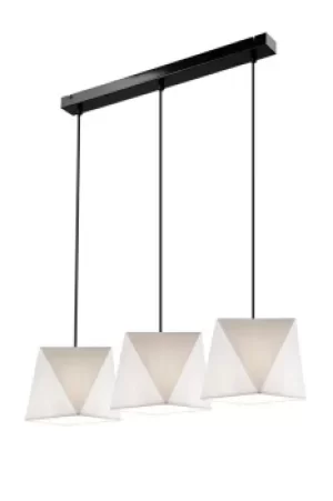 Carla Bar Pendant Ceiling Light, Fabric Shade White, 3x E27