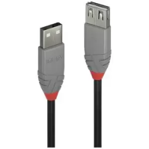 LINDY USB cable USB 2.0 USB-A plug, USB-A socket 2m Black, Grey 36703