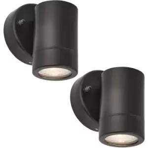 Loops - 2 pack Dimmable Outdoor IP44 Downlight - 7W GU10 LED - Matt Black & Glass