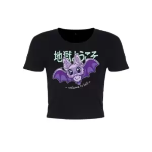 Kawaii Coven Womens/Ladies Welcome To Hell Crop Top (M) (Black/Lilac)