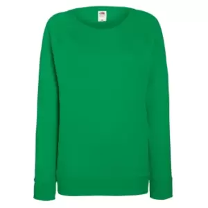 Fruit OF The Loom Ladies Fitted Lightweight Raglan Sweatshirt (240 GSM) (XS) (Kelly Green)